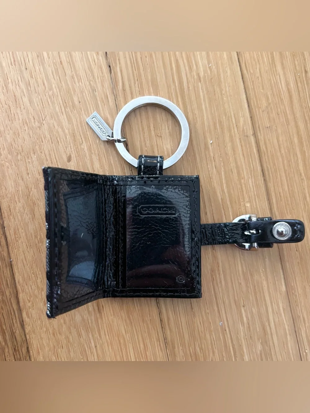 Vintage Coach Y2K Black Signature SoHo Bag Charm Mini Photo Frame Rhinestone